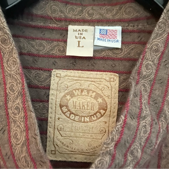 Mens Size Large WahMaker Western Shirt Beautiful Print - Picture 2 of 4